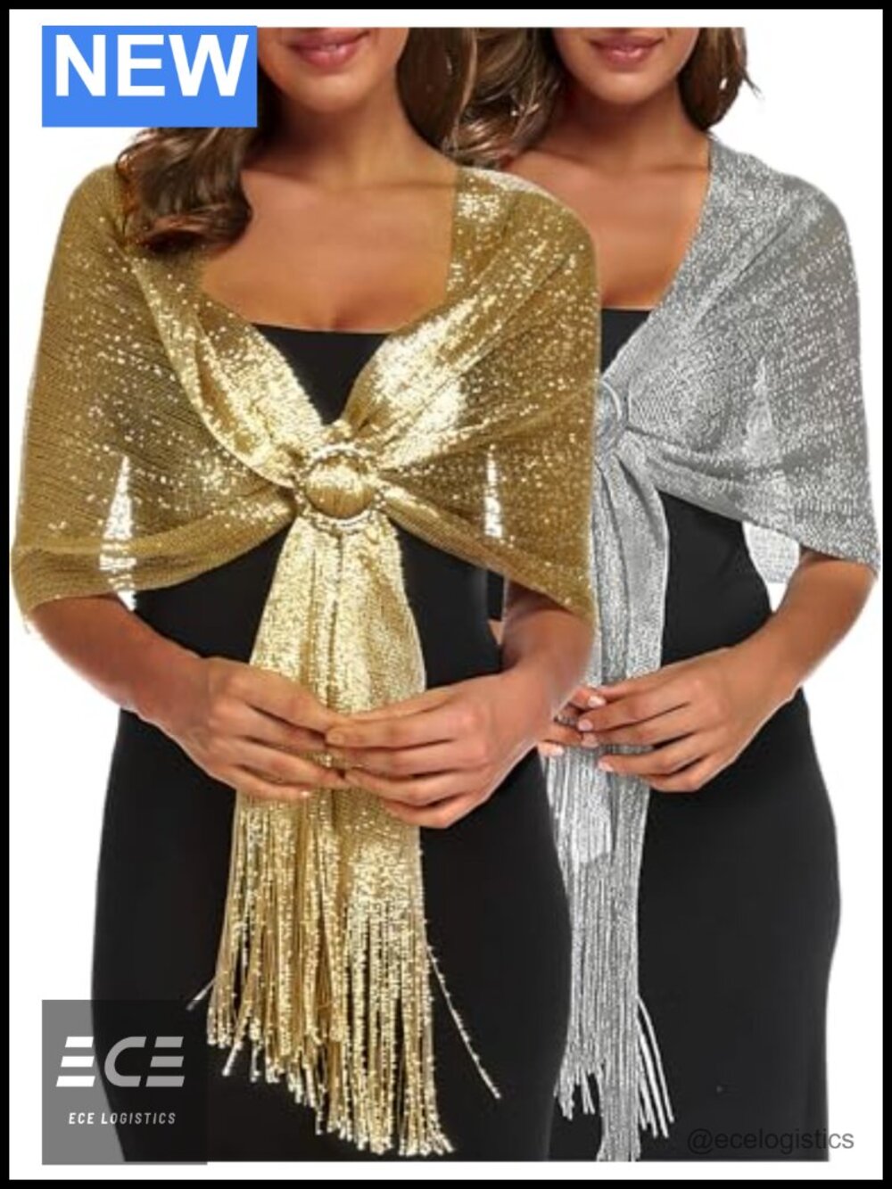 Sparkle Shawl Wrap Evening Dress Formal Wedding Party Buckle